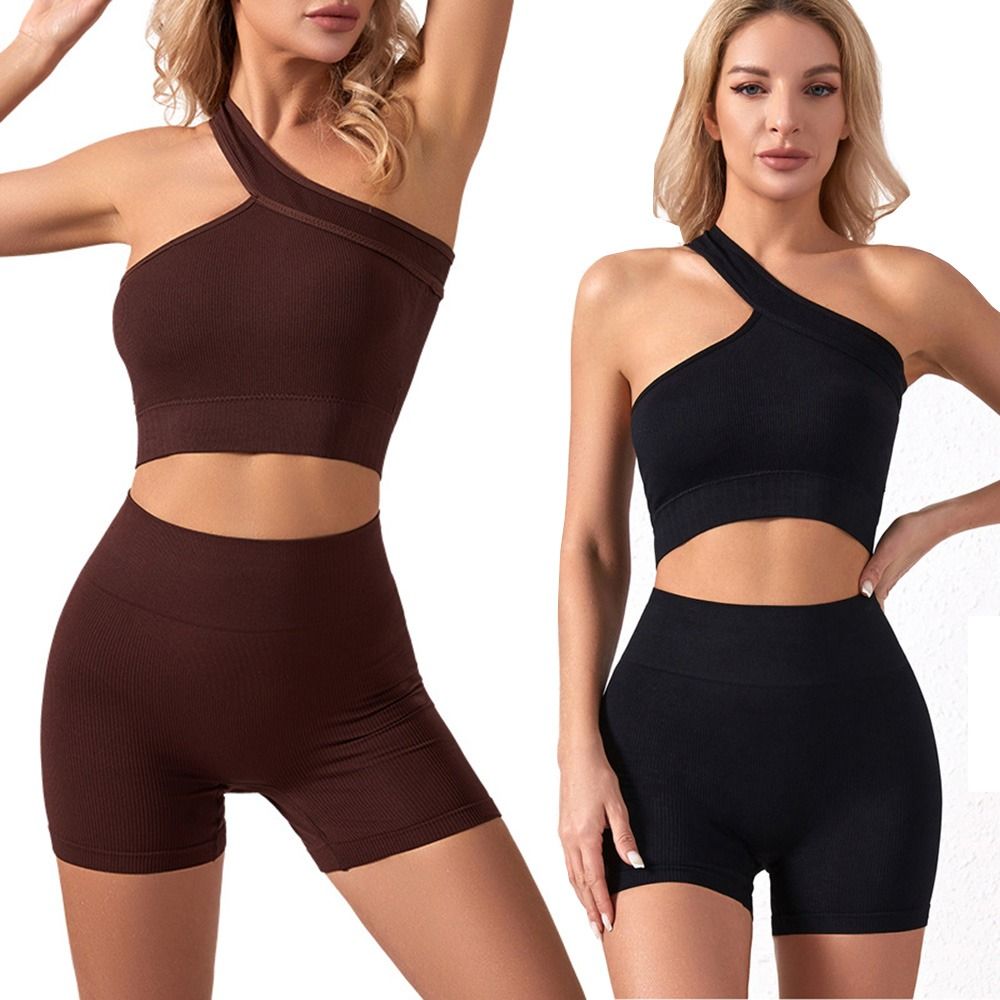 Tank Top Ribbed - 2 Set Pakaian Olahraga Wanita Kasual