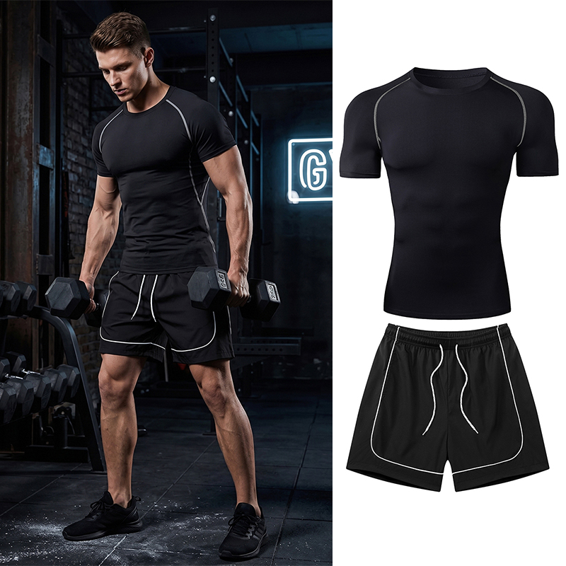 Compression Shorts Athletes - Perlengkapan Lari Olahraga Pria 2 Potong