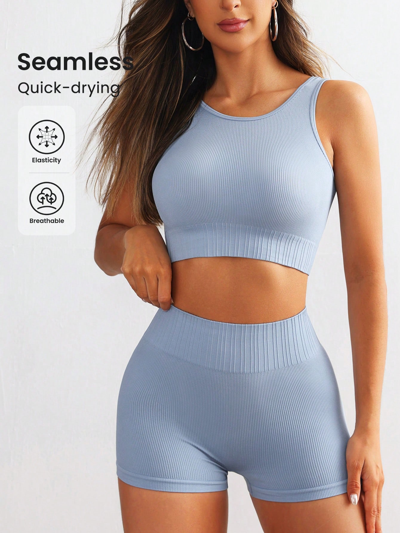 Set Yoga Wanita Tanpa Jahitan  - Tank Top Ribbed ulasan dan harga
